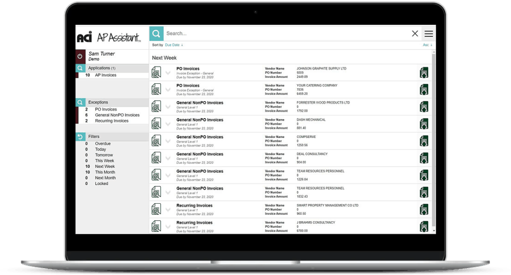 Account Payable Automation Software displayed on laptop screen