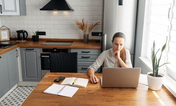 woman working at a laptop